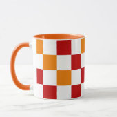 Rood Wit Oranje Geruit Patroonontwerp  Mok (Links)