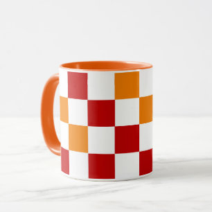 Rood Wit Oranje Geruit Patroonontwerp  Mok