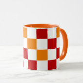 Rood Wit Oranje Geruit Patroonontwerp  Mok (Voorkant rechts)