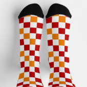 Rood Wit Oranje Geruit Patroonontwerp Sokken (Top)