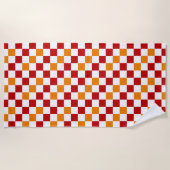 Rood Wit Oranje Geruit Patroonontwerp Strandlaken (Voorkant)