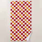 Rood Wit Oranje Geruit Patroonontwerp Strandlaken (Voorkant)