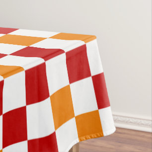 Rood Wit Oranje Geruit Patroonontwerp  Tafelkleed