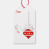 Rood wit Ornament Gift Labels Cadeaulabel (Voorkant)
