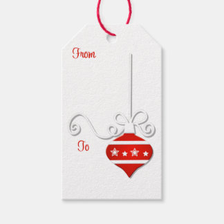 Rood wit Ornament Gift Labels Cadeaulabel