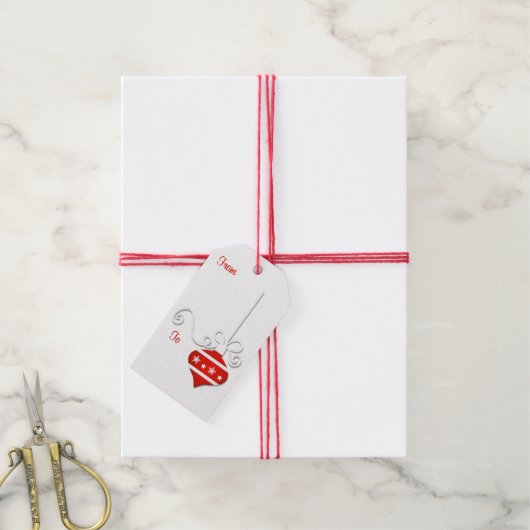 Rood wit Ornament Gift Labels Cadeaulabel (Met Touw)