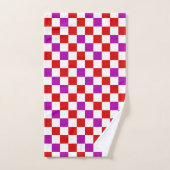 Rood Wit Paars Geruit Patroonontwerp  Bad Handdoek (Handdoek)