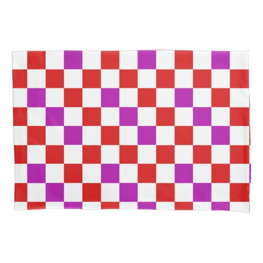 Rood Wit Paars Geruit Patroonontwerp  Kussensloop (Voorkant)