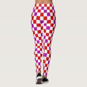 Rood Wit Paars Geruit Patroonontwerp  Leggings (Achterkant)