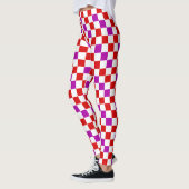 Rood Wit Paars Geruit Patroonontwerp  Leggings (Links)