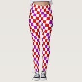 Rood Wit Paars Geruit Patroonontwerp  Leggings (Voorkant)