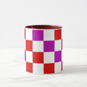 Rood Wit Paars Geruit Patroonontwerp  Mok (Midden)