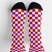 Rood Wit Paars Geruit Patroonontwerp Sokken (Top)
