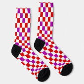Rood Wit Paars Geruit Patroonontwerp Sokken (Rechts)
