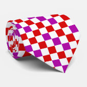 Rood Wit Paars Geruit Patroonontwerp Stropdas (Opgerold)
