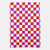 Rood Wit Paars Geruit Patroonontwerp Theedoek (Verticaal)