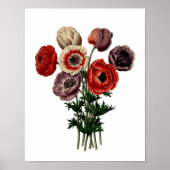 Rood Wit Paarse  Moody Bloemen Poster (Voorkant)