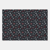 Rood Wit Paarse Sneeuwvlokken Zwart Kerstmis Inpakpapier Vel (Voorkant 3)