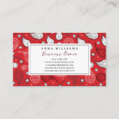 Rood & Wit Paisley Bandana Patroon Personaliseren Visitekaartje (Achterkant)