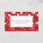 Rood & Wit Paisley Bandana Patroon Personaliseren Visitekaartje (Voorkant)