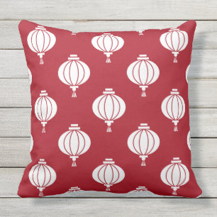 Rood wit papier lantaarns Oriental outdoor kussen