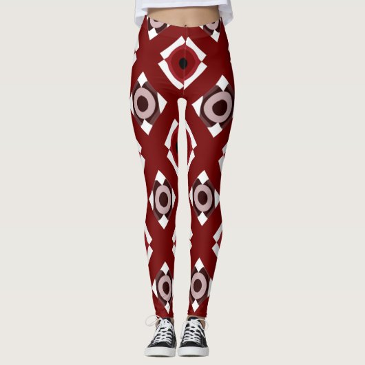 Rood wit patroon Leggings (Voorkant)