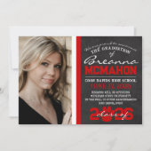 Rood & Wit Paw Print Afstuderen Aankondiging (Voorkant)