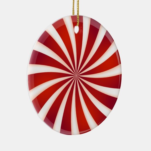 Rood wit Peppermint Swirl Design Ornament (Rechts)