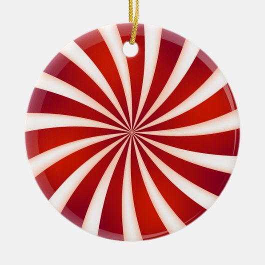 Rood wit Peppermint Swirl Design Ornament (Voorkant)