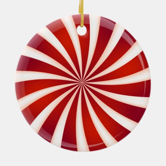 Rood wit Peppermint Swirl Design Ornament (Achterkant)