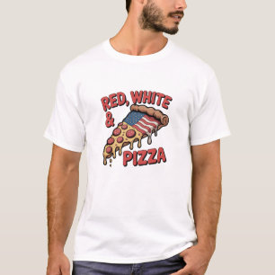 Rood, Wit & Pizza – Grappige Amerikaanse Vlag Pizz T-shirt