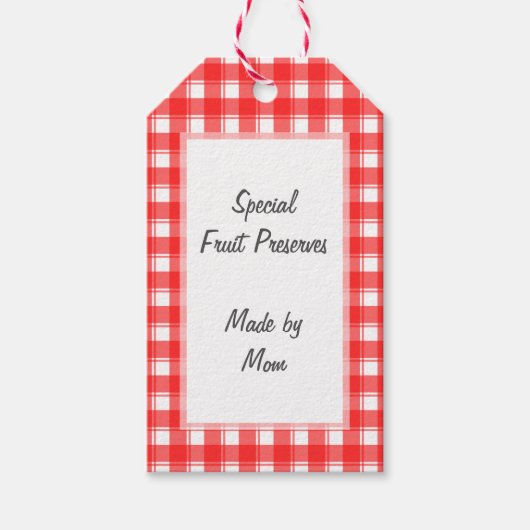 Rood Wit Plaid Bewerkbaar Inblikken of Gift Label Cadeaulabel (Voorkant)