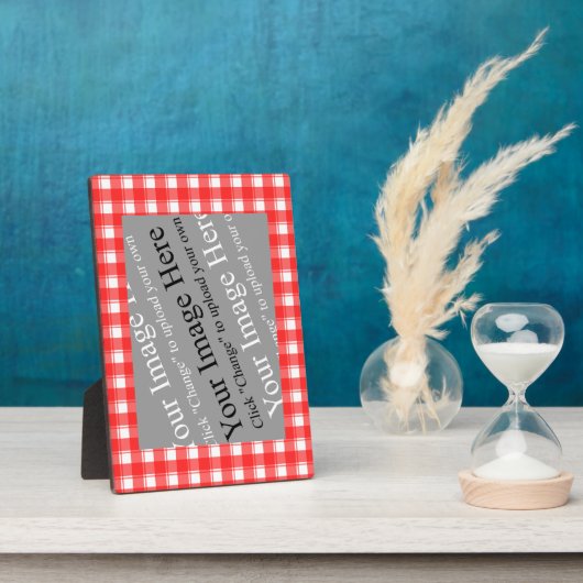 Rood Wit Plaid Custom Afbeelding Ezel Fotoplaat (Zijkant)