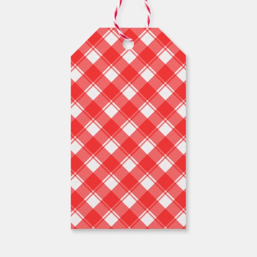 Rood Wit Plaid Custom Dank u Cadeau Label Cadeaulabel (Achterkant)