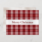 Rood Wit Plaid Kerstmis Briefkaart (Voorkant / Achterkant)