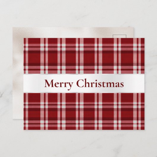 Rood Wit Plaid Kerstmis Briefkaart (Voorkant / Achterkant)