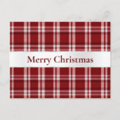 Rood Wit Plaid Kerstmis Briefkaart (Voorkant)