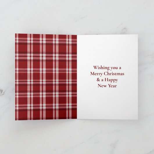 Rood Wit Plaid Kerstmis Kaart (Binnen)