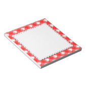 Rood Wit Plaid Patroon Faux Doily Notitieblok (Schuin)