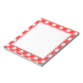 Rood Wit Plaid Patroon Faux Doily Notitieblok (Linkerzijde)