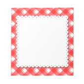 Rood Wit Plaid Patroon Faux Doily Notitieblok (Voorkant)