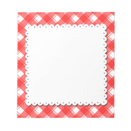 Rood Wit Plaid Patroon Faux Doily Notitieblok