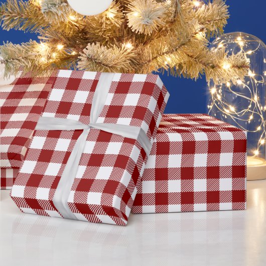 Rood wit plaid patroon Kerstmis Cadeaupapier (Feestdagen)