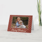 ***Rood & Wit Plaid w/Foto Vakantie Kaart (Voorkant)