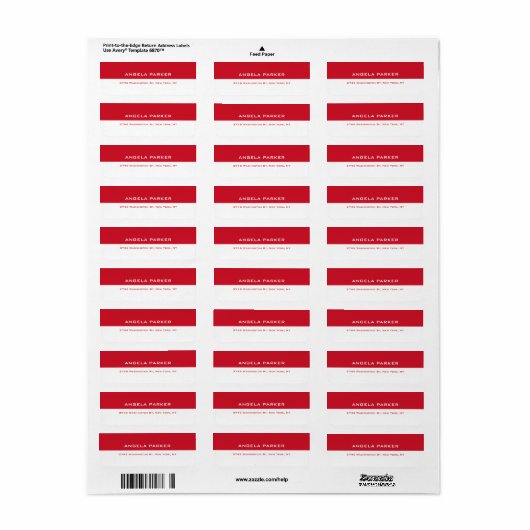 Rood Wit Plain Elegant Hedendaags Uniek Etiket (Full Sheet)