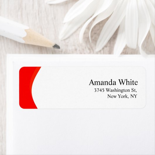 Rood & Wit Plain Elegant Minimalistisch Modern Etiket (Insitu)