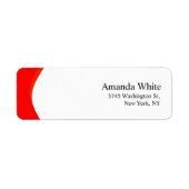 Rood & Wit Plain Elegant Minimalistisch Modern Etiket (Voorkant)