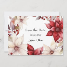 Rood Wit Poinsettia Bruiloft Save the Date Kaarten