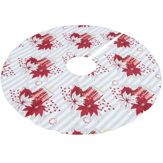 Rood & Wit Poinsettia Kerstmis Kerstboom Rok (Gekanteld)