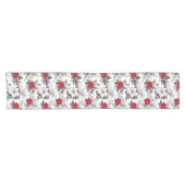 Rood Wit Poinsettia Plaid Kerstpatroon Korte Tafelloper (Horizontaal)